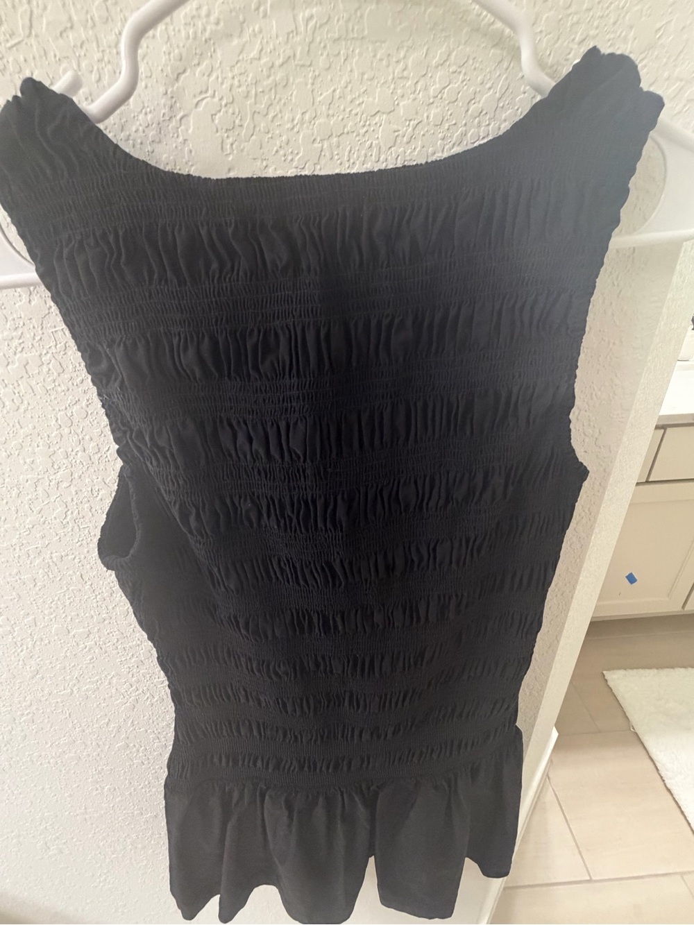 Black Smocked Sleeveless Dress